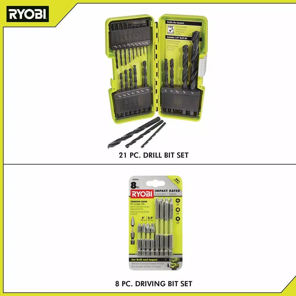 RYOBI 29-Piece Black Oxide Drill Bit Set and Impact Rated Driving Bit Set