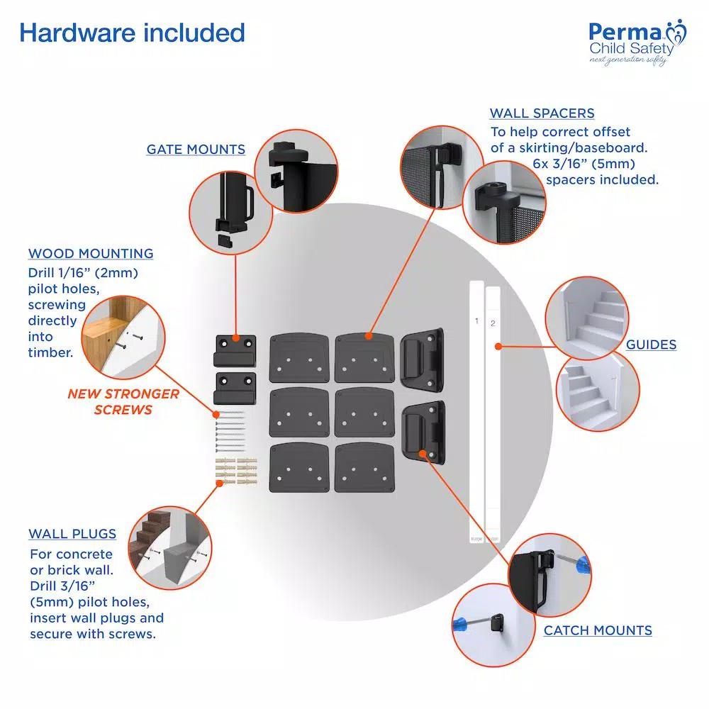 Perma Child Safety Extra Wide Outdoor Retractable Gate, 33 in. H x 71 in. W, Black
