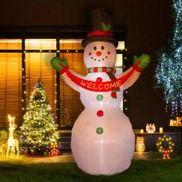 Glitzhome 12 ft. Lighted Inflatable Snowman with Welcome Decor, Large Outdoor Christmas Decoration thumbnail 6