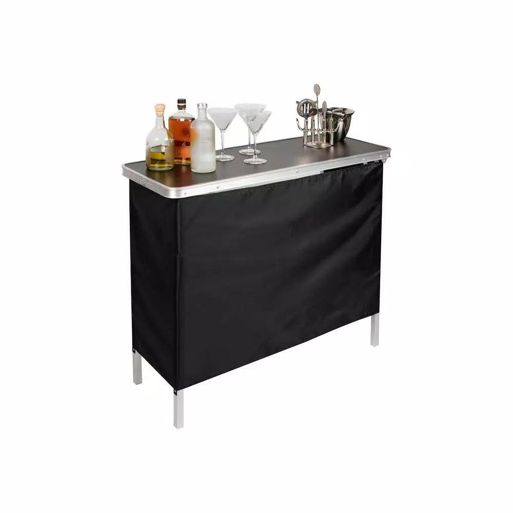 Trademark Innovations 39 in. Portable Bar Table with Black Skirt and Carrying Case
