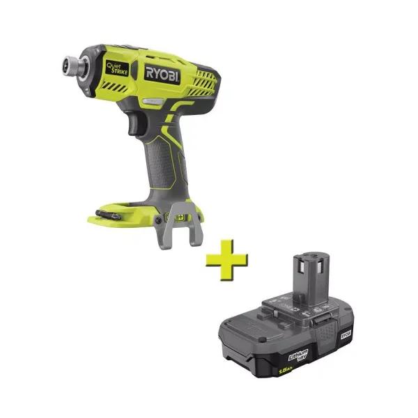 RYOBI 18V ONE+ QuietSTRIKE 1/4 in. Hex Pulse Driver Kit with 1.5 Ah Battery