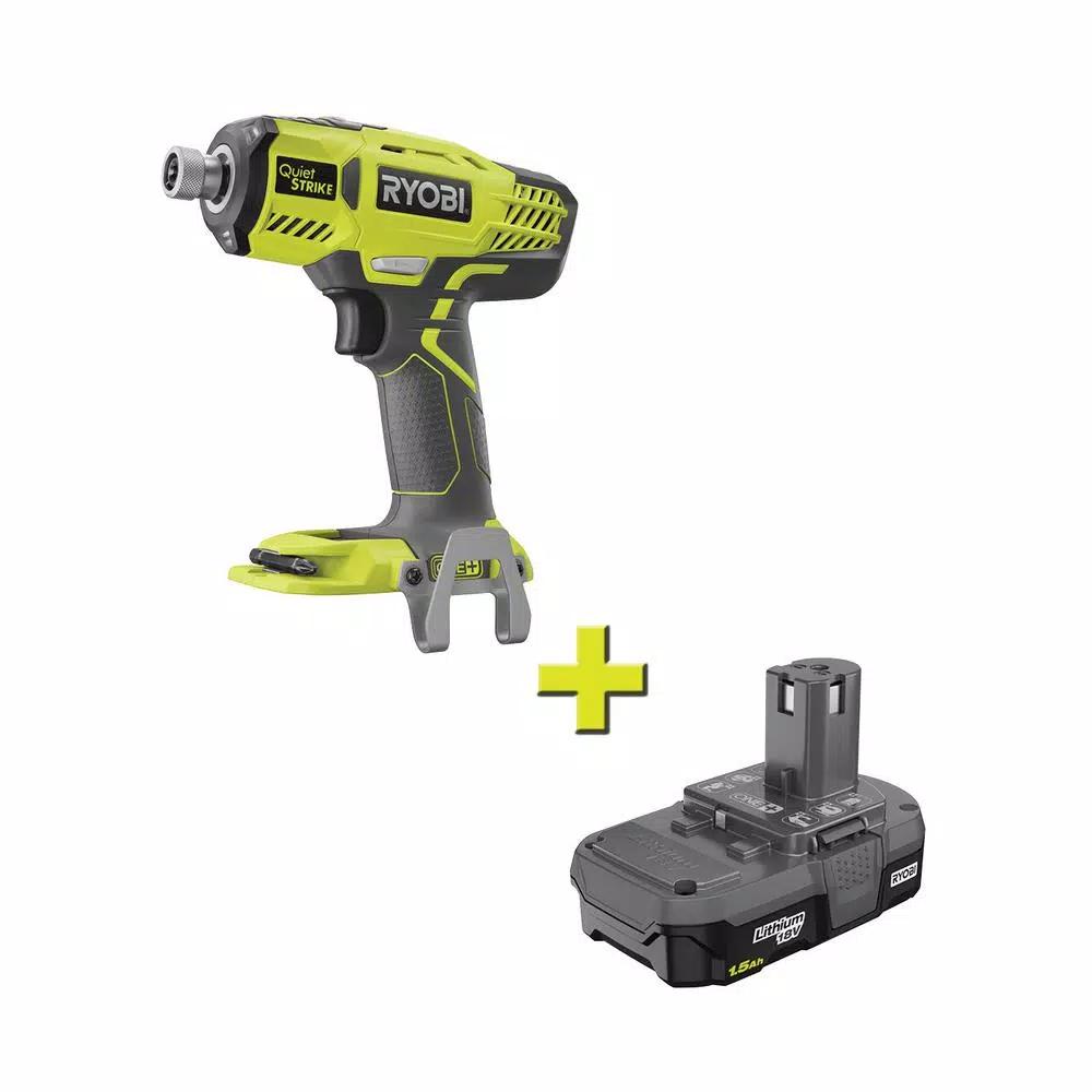 RYOBI 18V ONE+ QuietSTRIKE 1/4 in. Hex Pulse Driver Kit with 1.5 Ah Battery
