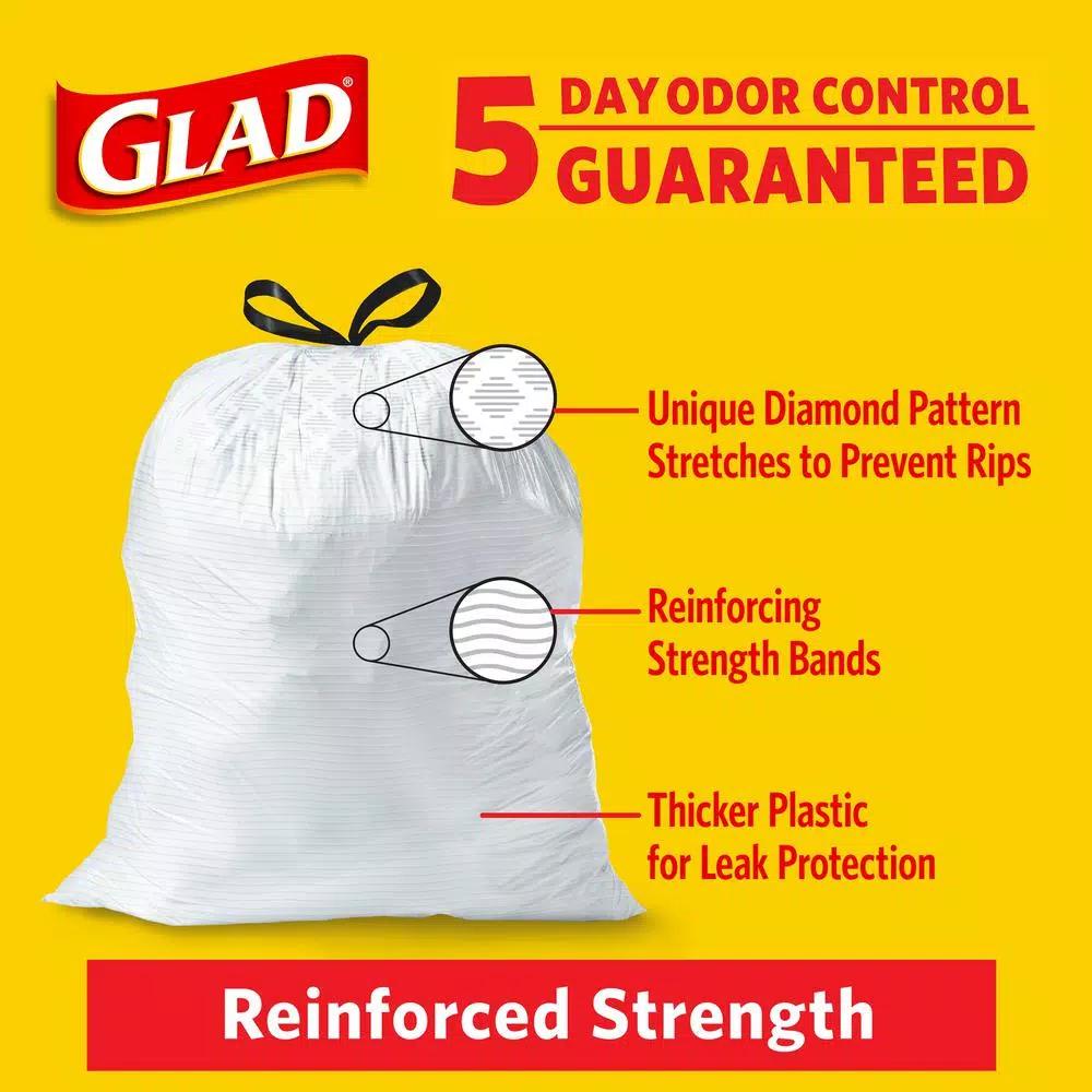 Glad 13 Gallon Tall Kitchen Drawstring Trash Bags, Febreze Hawaiian Aloha Odor Shield, 40-Count