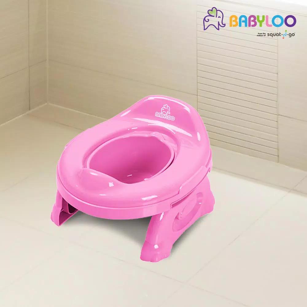 Babyloo 2-in-1 Portable Travel Potty for Toddlers with Collapsible Legs and Travel Bag - Pink