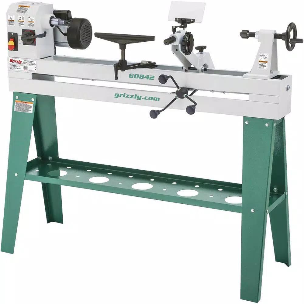 Grizzly Industrial 14 in. x 37 in. Wood Lathe with Copy Attachment, 3/4 HP, 110V