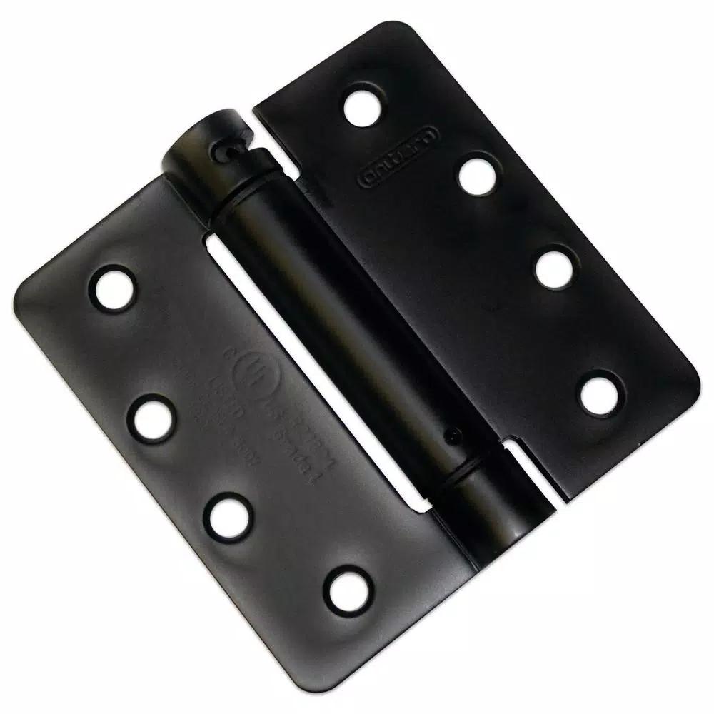 Onward 4 in. x 4 in. Adjustable Spring Butt Hinge, Steel, Black Finish
