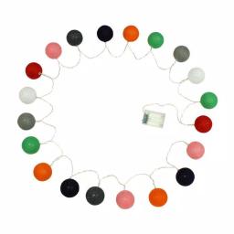 ALEKO 7 ft. 20-Light LED Multi-Color Cotton Ball String Lights, Battery Operated thumbnail 2