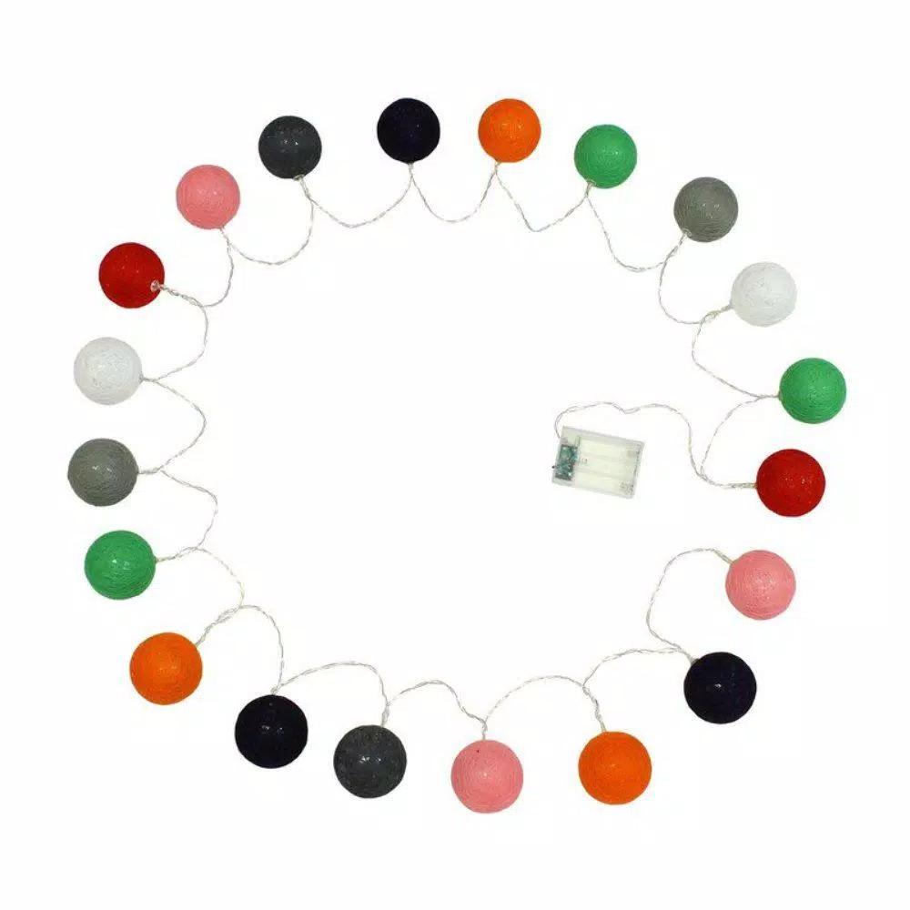 ALEKO 7 ft. 20-Light LED Multi-Color Cotton Ball String Lights, Battery Operated