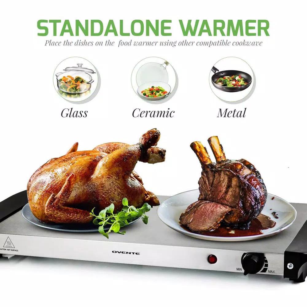 Ovente 1.5 Qt. Stainless Steel Electric Buffet Server Warming Tray with Adjustable Temperature Control