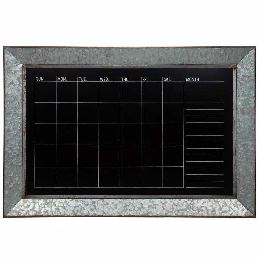 Pinnacle Rustic Galvanized Metal Framed Monthly Chalkboard Calendar Wall Mount Memo Board