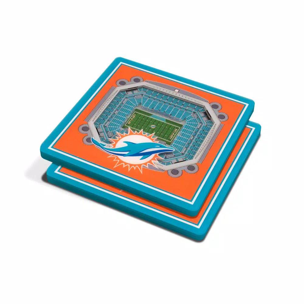YouTheFan NFL Miami Dolphins StadiumViews 3D Acrylic Coasters, 2-Pack