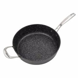 MasterPan Granite Ultra 5 qt. Cast Aluminum Nonstick Saute Pan with Glass Lid, Black thumbnail 3