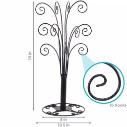 Sunnydaze Decor Gloria 20 in. Black Metal Christmas Ornament Stand with 20 Hooks thumbnail 3