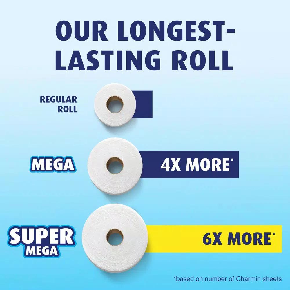 Charmin Ultra Strong Toilet Paper, 8 Super Mega Rolls, 2-Ply White