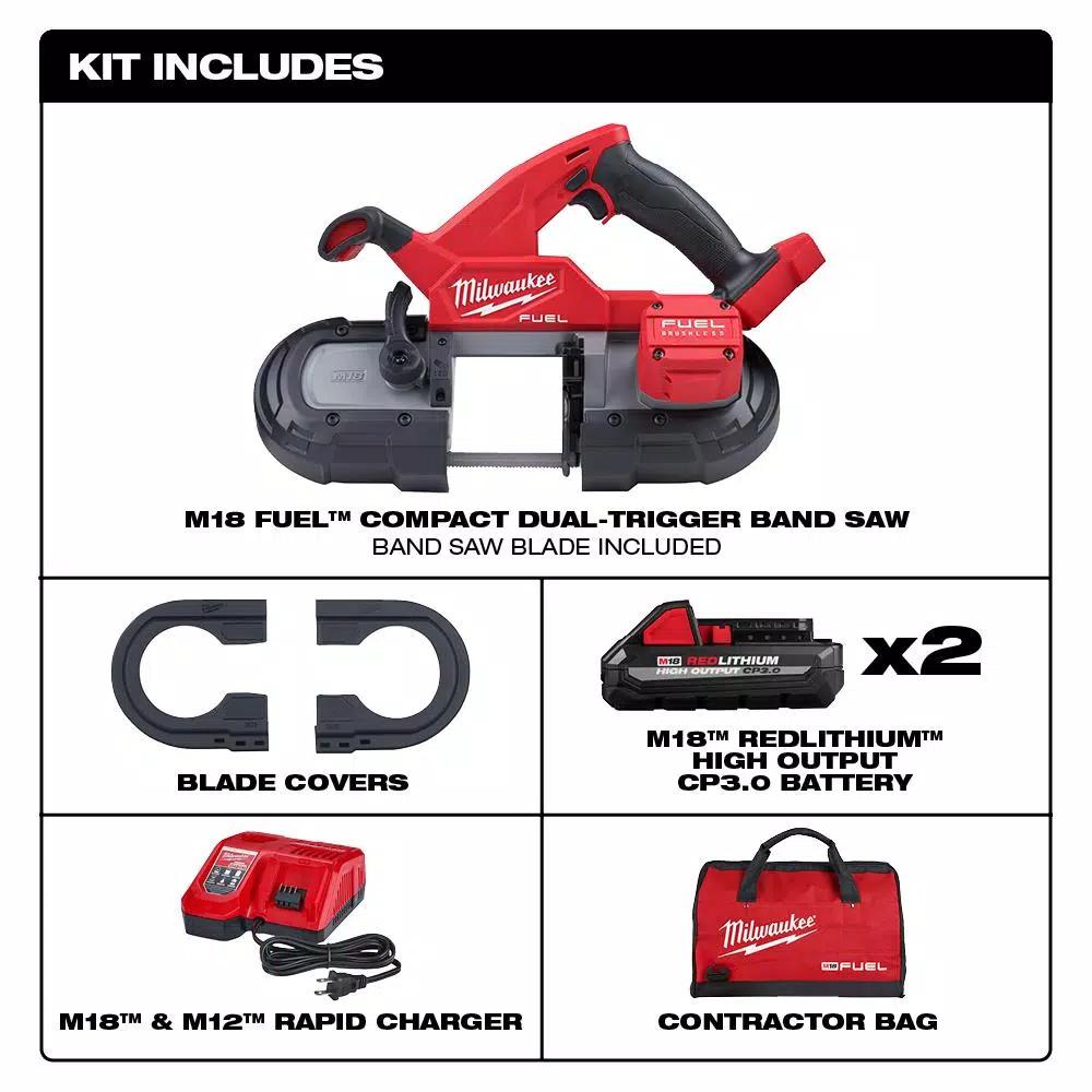 Milwaukee M18 FUEL 18V Compact Dual-Trigger Brushless Cordless Band Saw Kit with Two 3.0 Ah Batteries