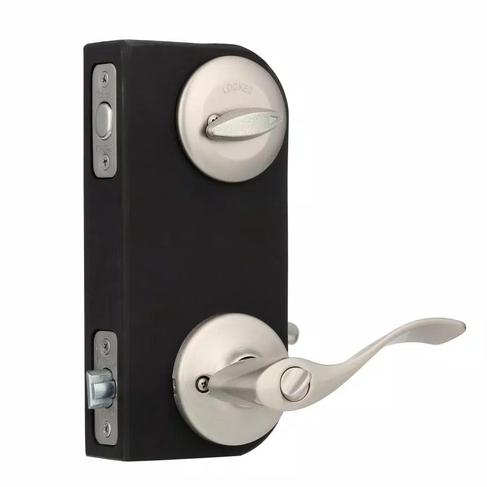 Kwikset Balboa Satin Nickel Exterior Entry Door Lever and Single Cylinder Deadbolt Combo Pack