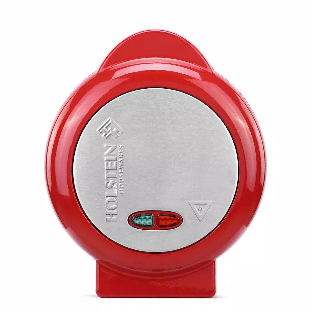 HOLSTEIN HOUSEWARES Holstein 4-Egg Red and Stainless Steel 2-Section Omelette Maker