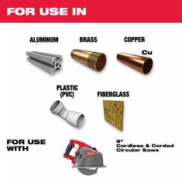 Milwaukee 8 in. 58T Carbide Teeth Aluminum and Metal Cutting Circular Saw Blade thumbnail 2
