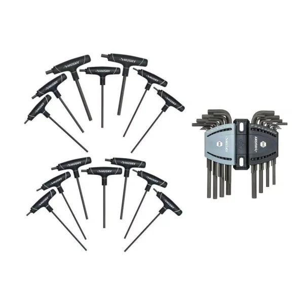 Husky 40-Piece SAE and Metric T-Handle and Long Arm Hex Key Set