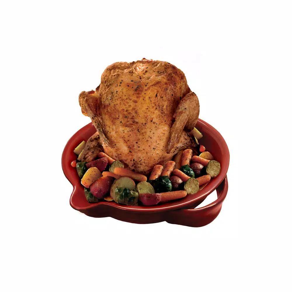 Epicureanist Ceramic Vertical Chicken Roaster - Red
