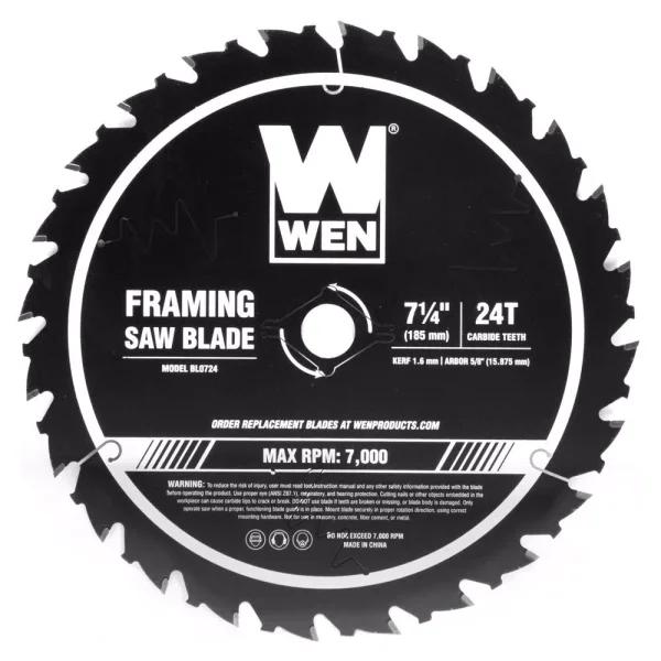 WEN 7.25 in. 24-Tooth Carbide-Tipped Professional Framing Saw Blade for Miter and Circular Saws