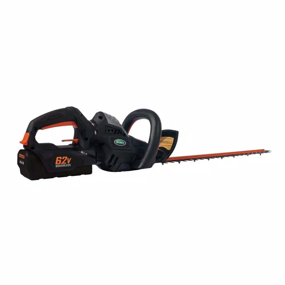 Scotts 24 in. 62V Cordless Brushless Hedge Trimmer Kit with 2.5 Ah Battery and Fast Charger