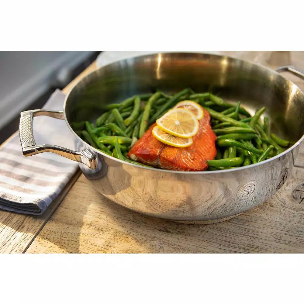 Saveur Selects 5 qt. Tri-Ply Stainless Steel Saute Pan with Lid