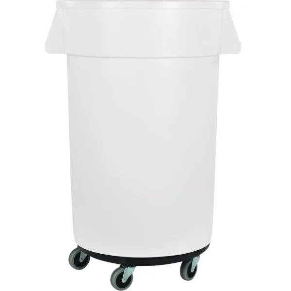 Carlisle Bronco 44 Gallon White Round Trash Can with Dolly (3-Pack)