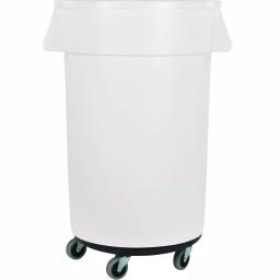 Carlisle Bronco 44 Gallon White Round Trash Can with Dolly (3-Pack) thumbnail 1