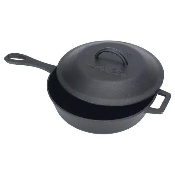 Bayou Classic 10.5 in. Cast Iron Skillet with Lid, Pre-Seasoned Black Skillet Set