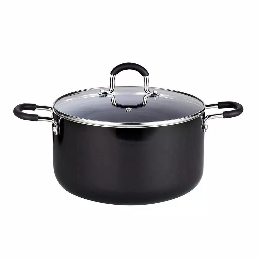 Cook N Home 8-Piece Aluminum Nonstick Cookware Set, Black