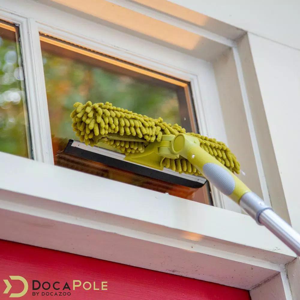 DocaPole 7 ft. to 30 ft. Telescoping Window Cleaning Kit with Dual Pivot Squeegee and Scrubber