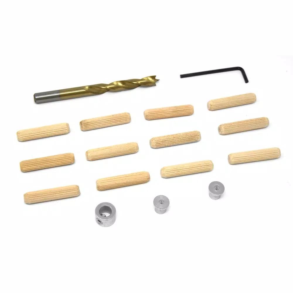 WEN 5/16 in. Wooden Doweling Kit with Titanium-Nitride Coated Brad-Point Drill Bit and 12 Fluted Birch Dowels
