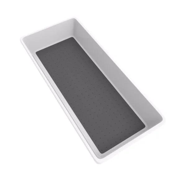Lavish Home White Plastic Drawer Organizer Tray with Non-Slip Rubber Liner