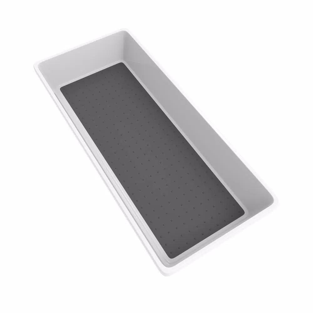 Lavish Home White Plastic Drawer Organizer Tray with Non-Slip Rubber Liner