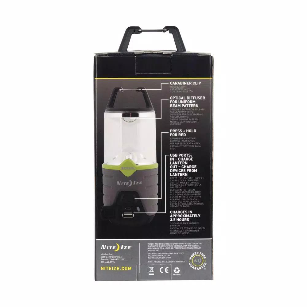 Nite Ize Radiant 300 Lumens Rechargeable LED Lantern with USB Power Bank and Carabiner Handle