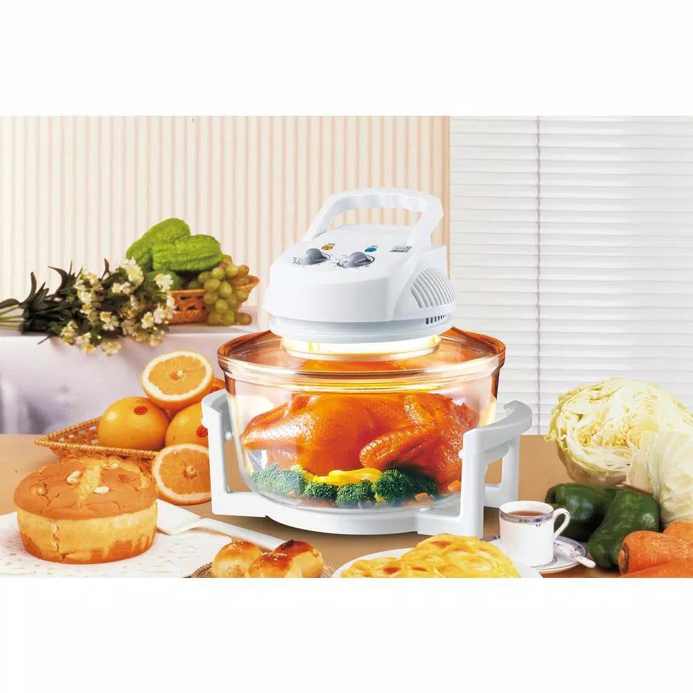 SPT 1300W White Countertop Convection Oven with Built-in Timer and Extender Ring