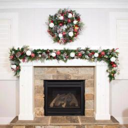 Village Lighting Company 9 ft. Frosted Wonderland Pre-Lit LED Christmas Garland, Red and White Candycane Theme thumbnail 5