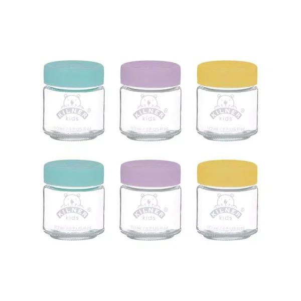 Kilner Kids 6-Piece Glass Baby Food Storage Jar Set with Silicone Lids