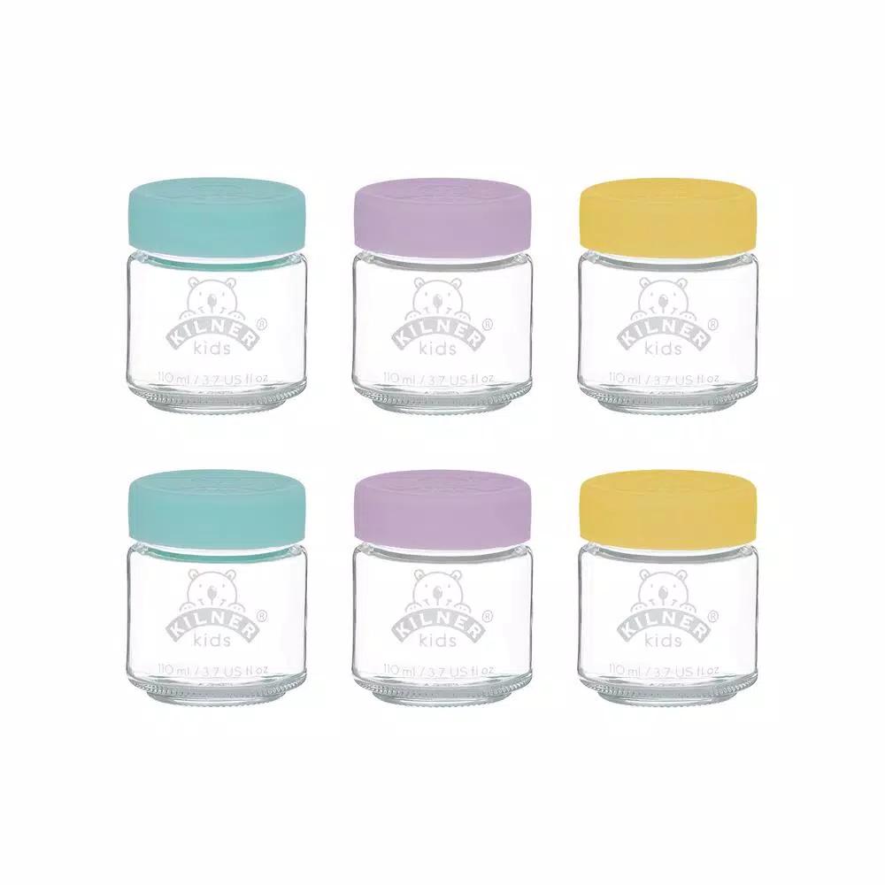 Kilner Kids 6-Piece Glass Baby Food Storage Jar Set with Silicone Lids