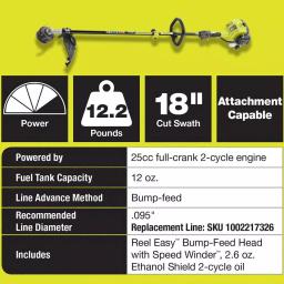 RYOBI 25 cc 2-Cycle Gas Attachment Capable String Trimmer and 520 CFM Jet Fan Blower Combo Kit thumbnail 11