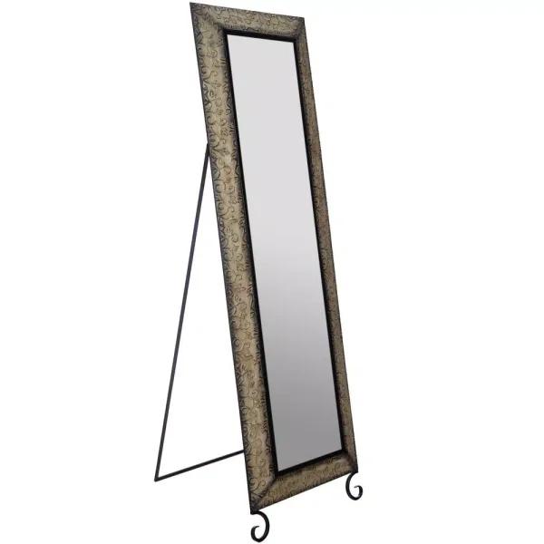 Pinnacle Antique Bronze Embossed Metal Full Length Mirror - Oversized Modern Standing Mirror