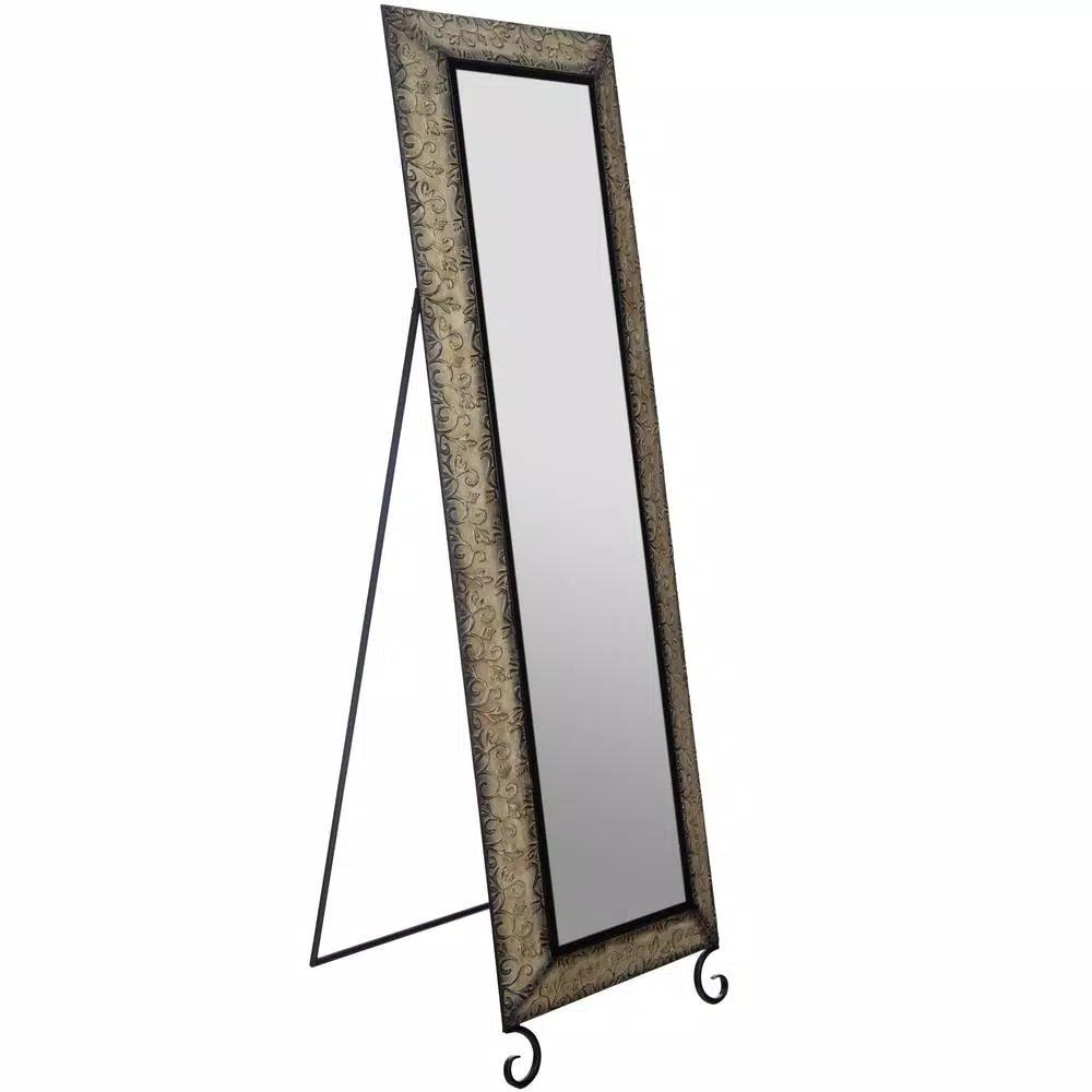 Pinnacle Antique Bronze Embossed Metal Full Length Mirror - Oversized Modern Standing Mirror