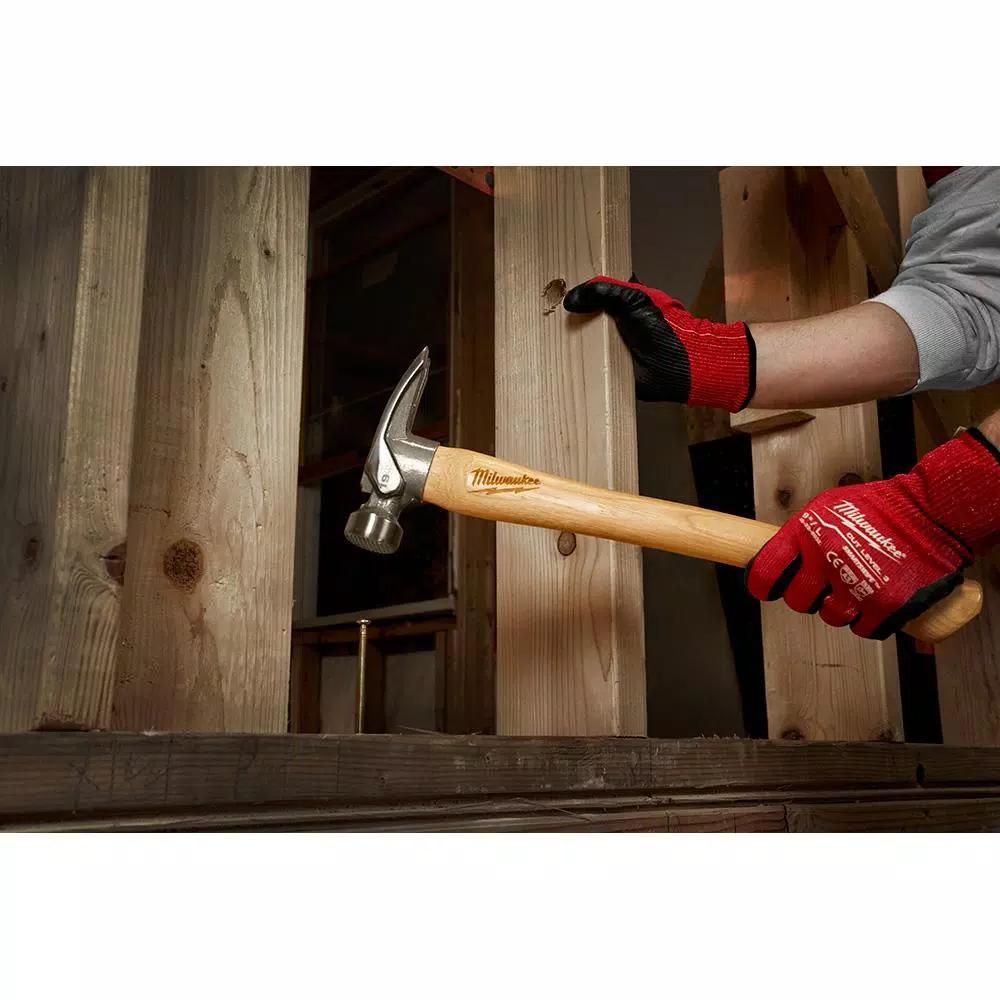 Milwaukee 19 oz. Milled Face Hickory Framing Hammer with Magnetic Nail Set and Hammer Loop