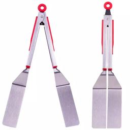 Chefright Quick Scoop Brushed Stainless Steel Spatula Tongs Set of 2 - Red thumbnail 1
