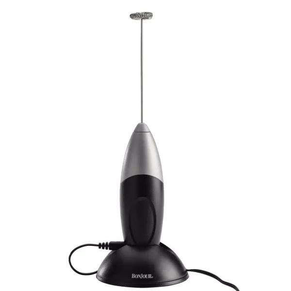 BonJour Coffee Primo Latte Rechargeable Handheld Milk Frother, Black/Silver