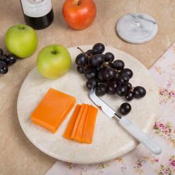 Creative Home 12 in. Natural Champagne Marble Round Cheese Board and Serving Tray thumbnail 5