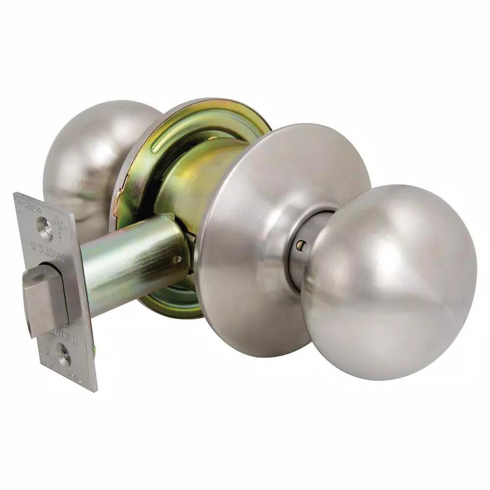 US Lock Plymouth Passage Door Knob, US32D Brushed Stainless, ANSI Grade 2, 2-3/4 in. Backset