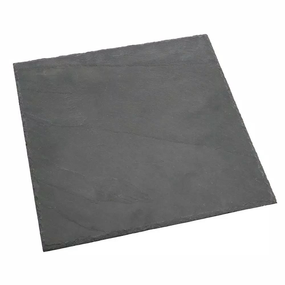 Creative Home Natural Black Slate 12 in. x 12 in. Square Serving Board and Cheese Platter