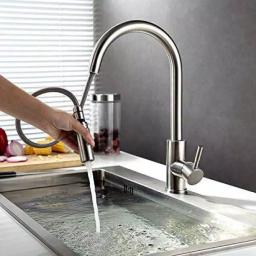 Vanity Art 16.7 in. Single-Handle Pull-Down Kitchen Faucet, Brushed Nickel thumbnail 5